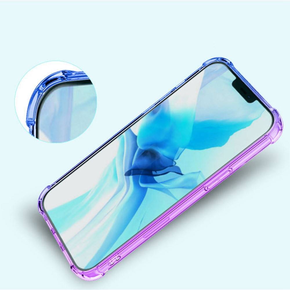 For iPhone 14 Max 6.7 inch Phone Case, Gradient Design TPU Soft Edge Bumper with Reinforced Corners Protective Cover - Pink / Purple-2
