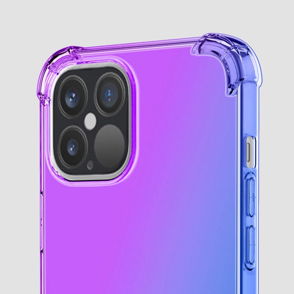 For iPhone 14 Max 6.7 inch Phone Case, Gradient Design TPU Soft Edge Bumper with Reinforced Corners Protective Cover - Pink / Purple-4