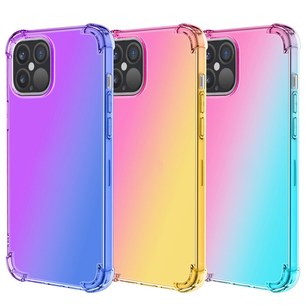 For iPhone 14 6.1 inch Gradient Design Anti-fall Protection TPU Soft Edge Bumper with Reinforced Corners Cellphone Cover - Black / Gold-6