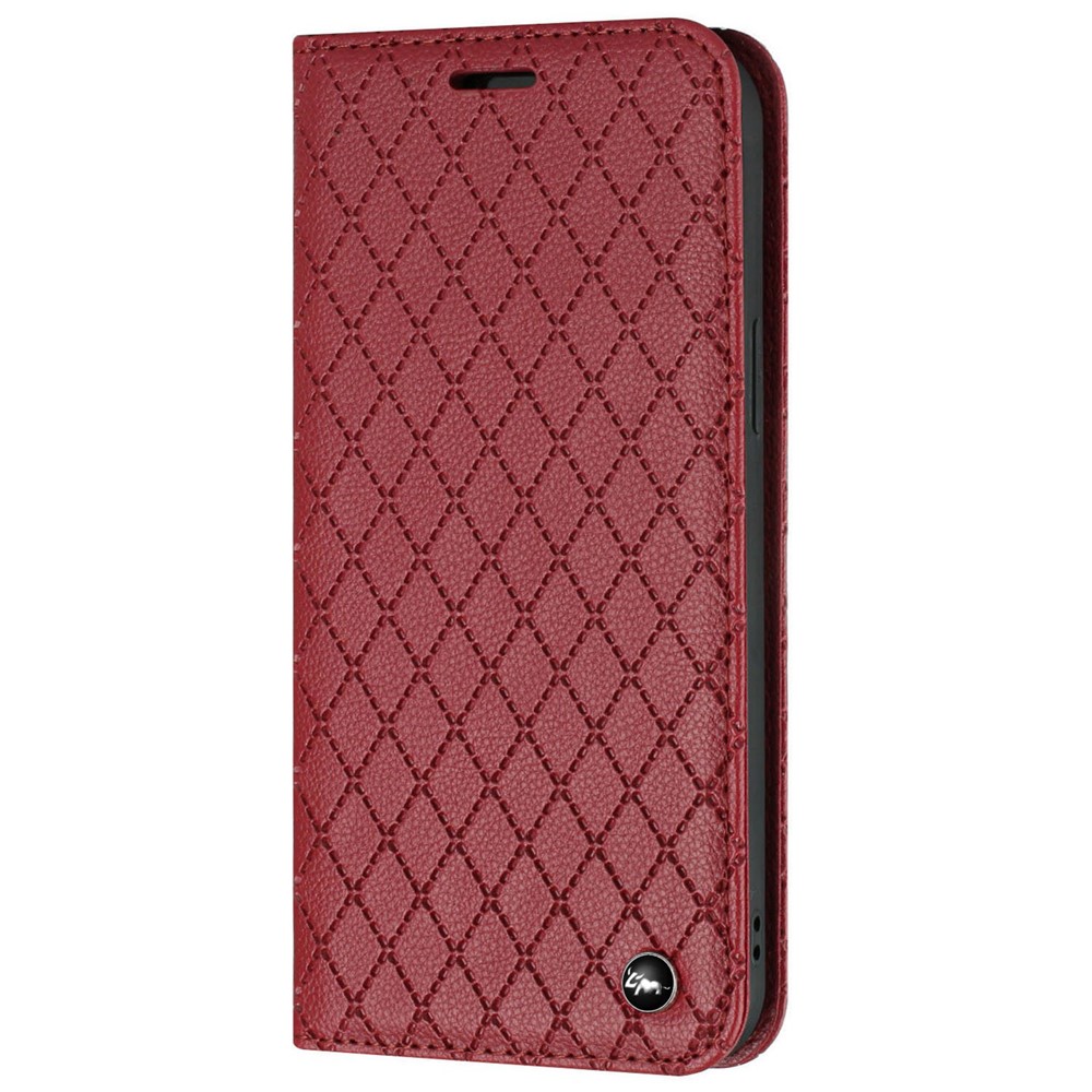For Xiaomi Redmi Note 11 Pro 4G (MediaTek) / 5G (Qualcomm) / Note 11 Pro+ 5G Imprinted Rhombus Pattern Litchi Texture Magnetic PU Leather Wallet Case - Red-10