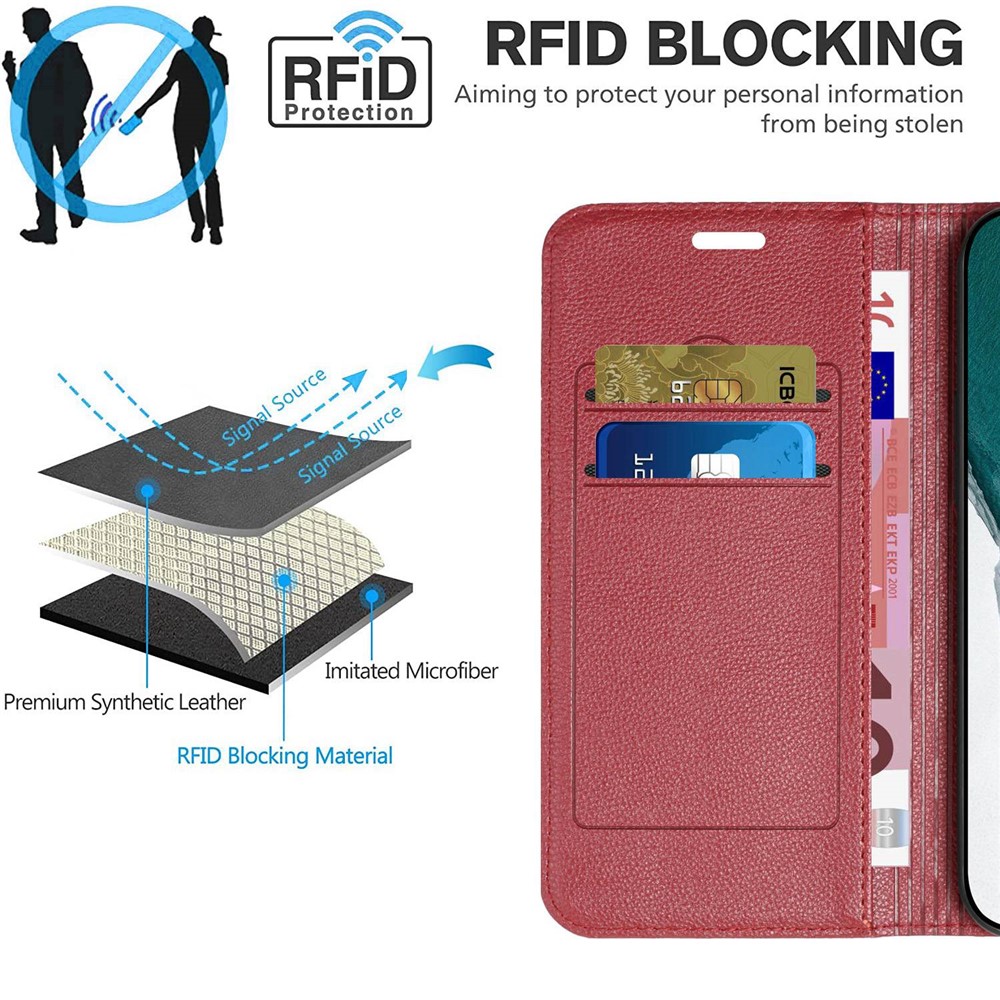 For Xiaomi Redmi Note 11 Pro 4G (MediaTek) / 5G (Qualcomm) / Note 11 Pro+ 5G Imprinted Rhombus Pattern Litchi Texture Magnetic PU Leather Wallet Case - Red-9