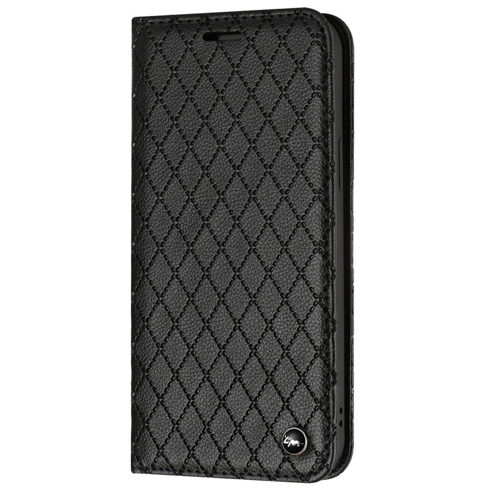 For Xiaomi Redmi Note 10 Pro 4G (Global) / (India) / Redmi Note 10 Pro Max 4G Anti-fall Flip Case Imprinted Rhombus Pattern Litchi Texture Magnetic PU Leather Wallet Cover - Black-10