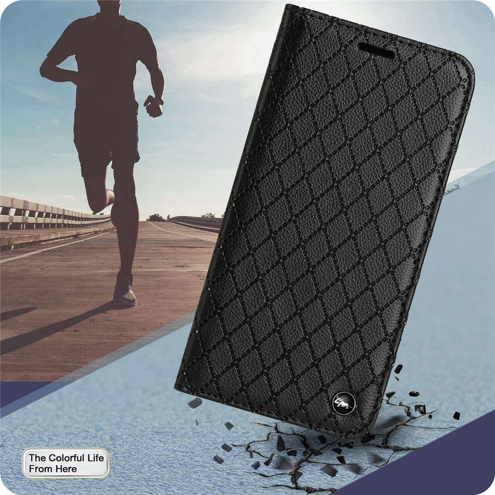 For Xiaomi Redmi Note 10 Pro 4G (Global) / (India) / Redmi Note 10 Pro Max 4G Anti-fall Flip Case Imprinted Rhombus Pattern Litchi Texture Magnetic PU Leather Wallet Cover - Black-6