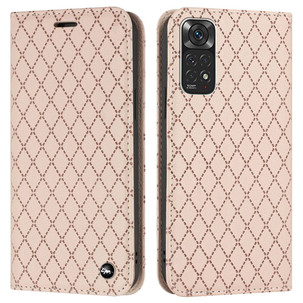 For Xiaomi Redmi Note 11 4G (Qualcomm / Note 11S 4G Imprinted Rhombus Pattern Litchi Texture Phone Wallet Case Anti-scratch Mobile Phone Cover - Yellow-1