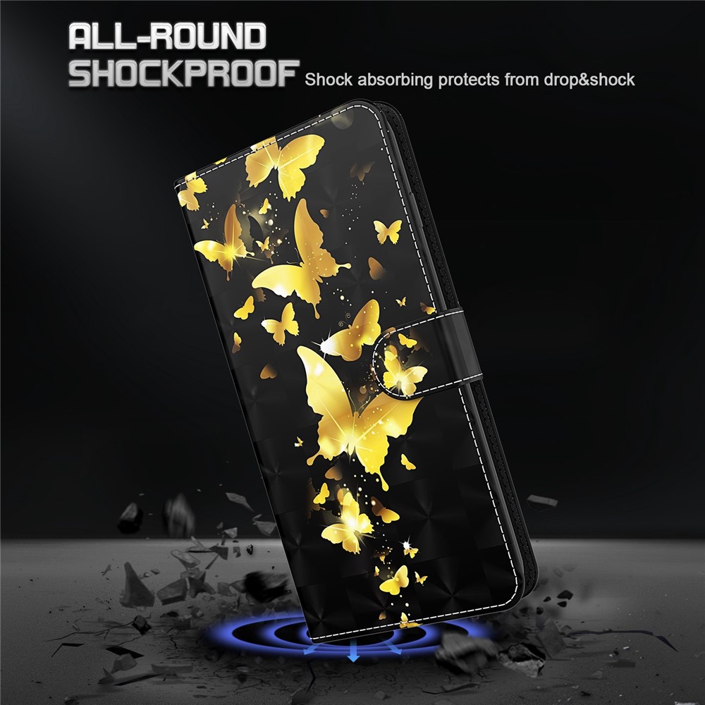 For Sony Xperia 1 IV 5G Anti-wear Anti-fall PU Leather Phone Case Stand 3D Pattern Printed Wallet Magnetic Phone Cover with Strap - Golden Butterflies-5