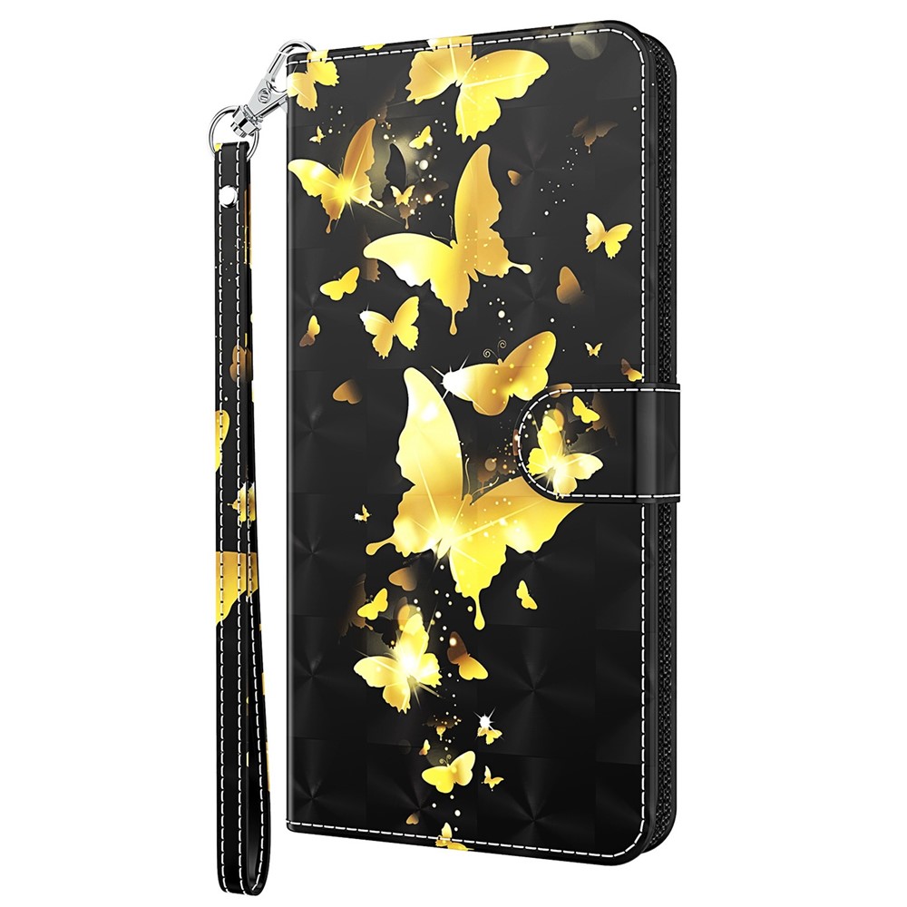 For Sony Xperia 1 IV 5G Anti-wear Anti-fall PU Leather Phone Case Stand 3D Pattern Printed Wallet Magnetic Phone Cover with Strap - Golden Butterflies-9