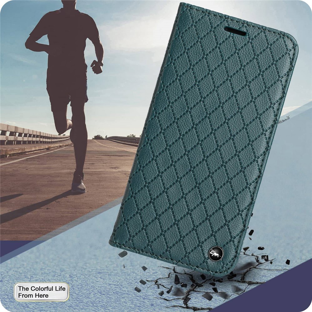 For Xiaomi Redmi Note 9 Pro 4G / 5G / Note 9S 4G / Note 9 Pro Max Full Protection Flip Wallet Case Imprinted Rhombus Pattern Litchi Texture Magnetic PU Leather Phone Cover - Green-6