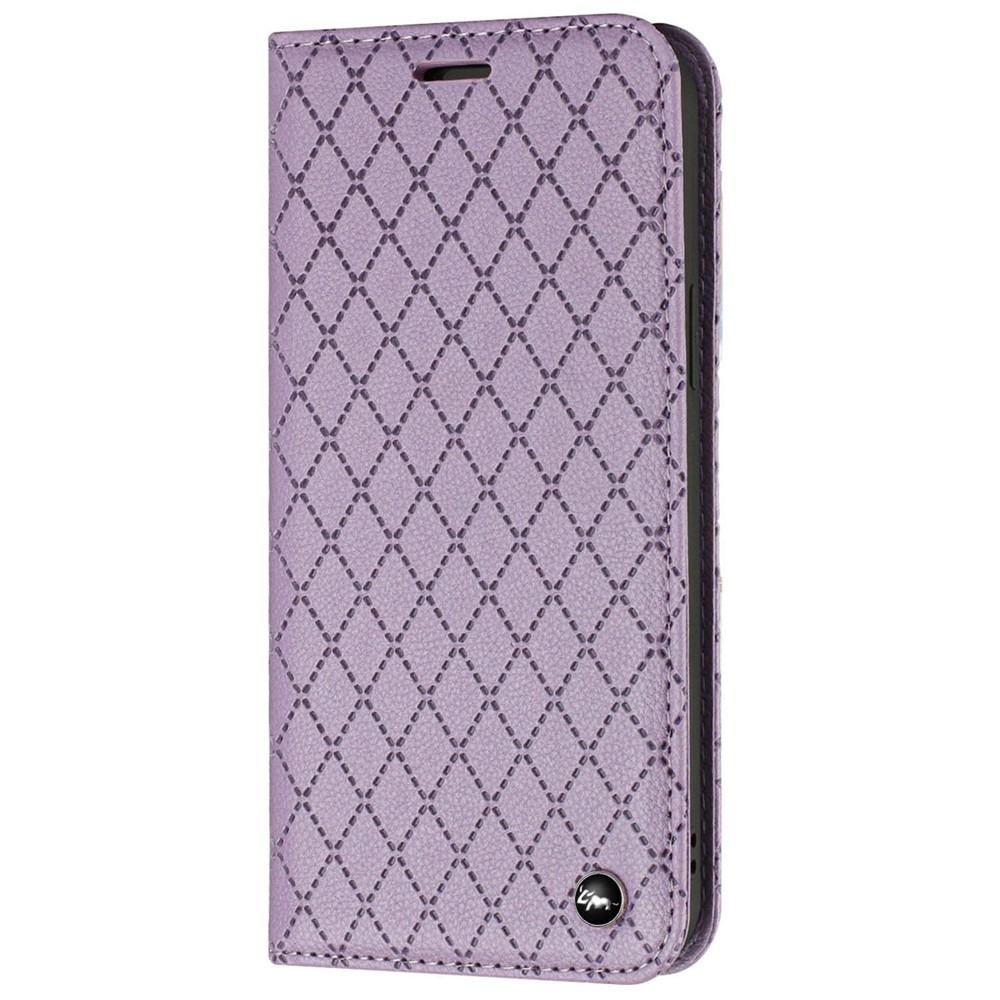 For Xiaomi Redmi Note 10 4G / 10S Shockproof Imprinted Rhombus Pattern Litchi Texture Phone Wallet Case Anti-scratch Mobile Phone Cover - Purple-10