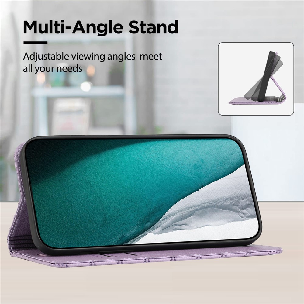 For Xiaomi Redmi Note 10 4G / 10S Shockproof Imprinted Rhombus Pattern Litchi Texture Phone Wallet Case Anti-scratch Mobile Phone Cover - Purple-7