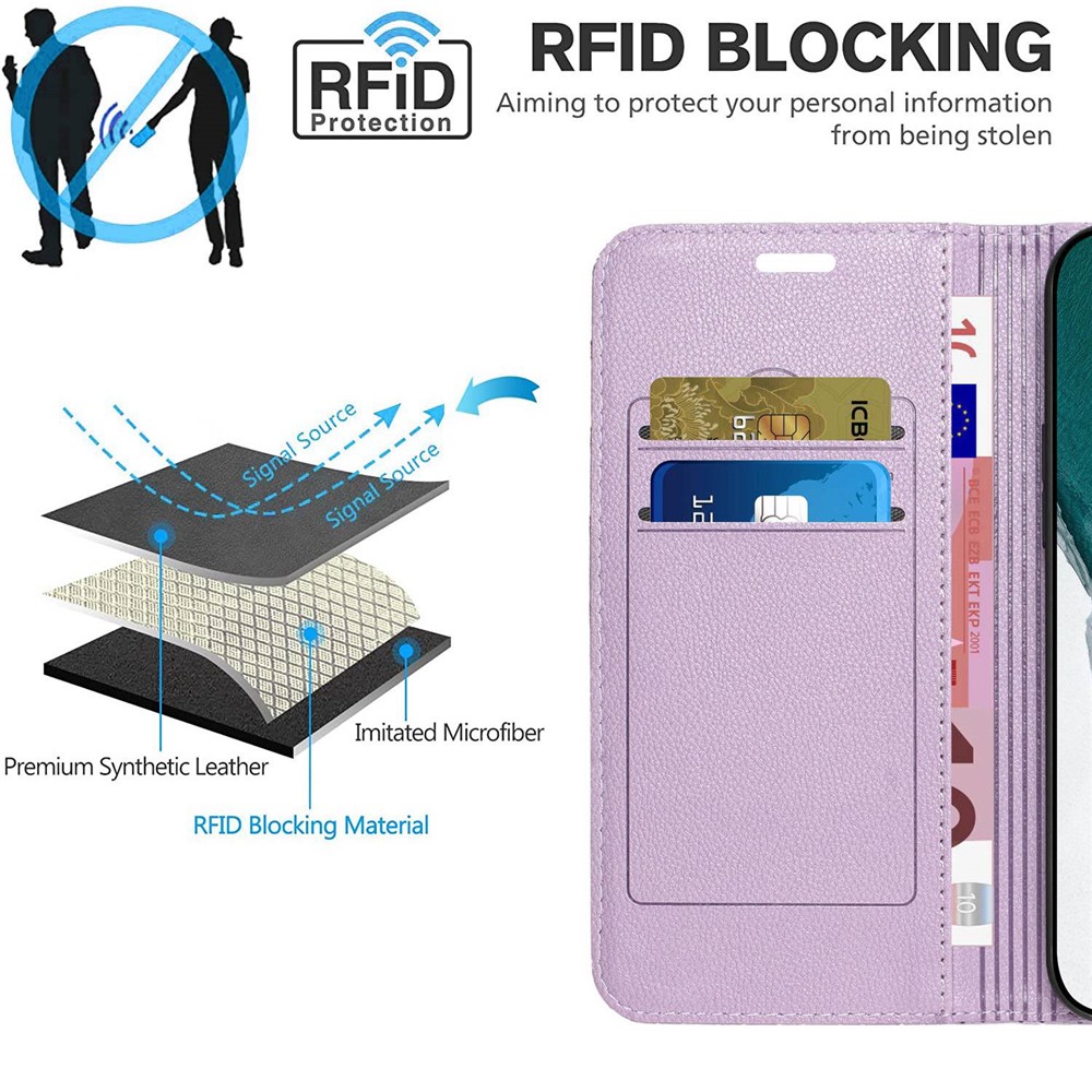 For Xiaomi Redmi Note 10 4G / 10S Shockproof Imprinted Rhombus Pattern Litchi Texture Phone Wallet Case Anti-scratch Mobile Phone Cover - Purple-9