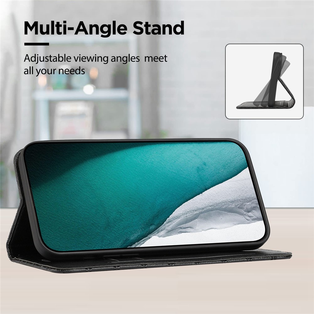 For Xiaomi Redmi Note 9 4G (Qualcomm Snapdragon 662) / 5G / Redmi 10X 4G Imprinted Rhombus Pattern Litchi Texture Magnetic Shockproof Phone Wallet Cover - Black-7