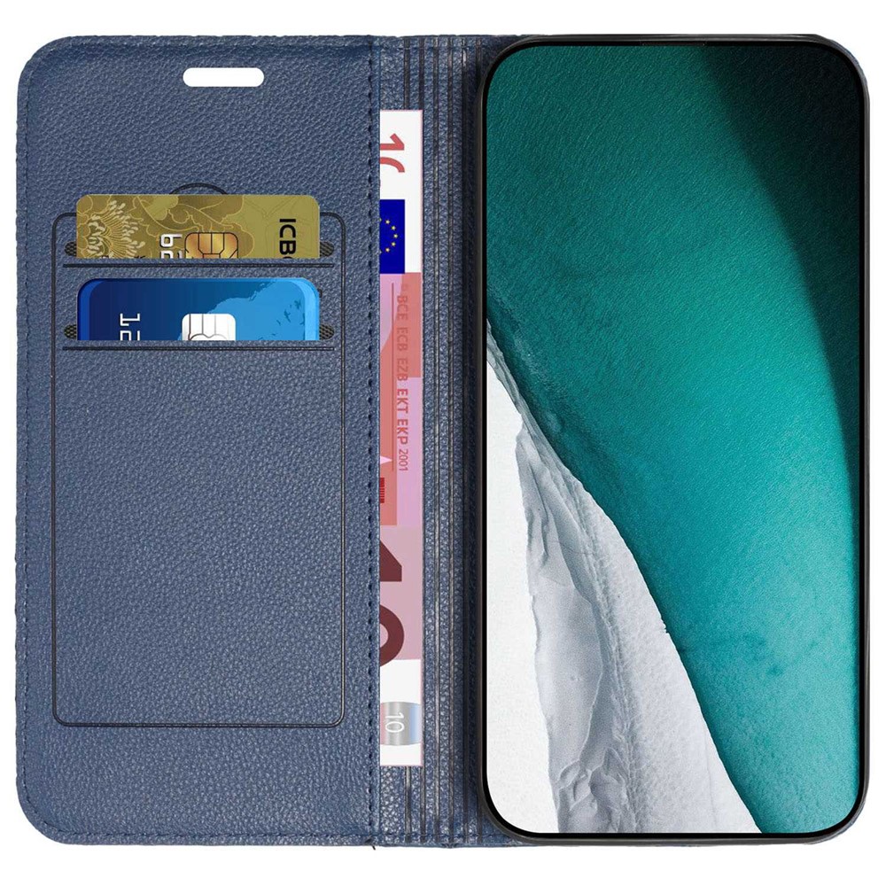 For Oppo A54 / A74 / A93 5G Litchi Texture Phone Wallet Case with Imprinted Rhombus Pattern RFID Blocking Protective Cover Viewing Stand - Blue-2