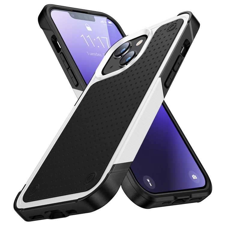 Elegant Series for iPhone 14 Pro Max 6.7 inch TPU+PC Mobile Phone Case Shock-proof Anti-fingerprint Back Cover - White / Black-1