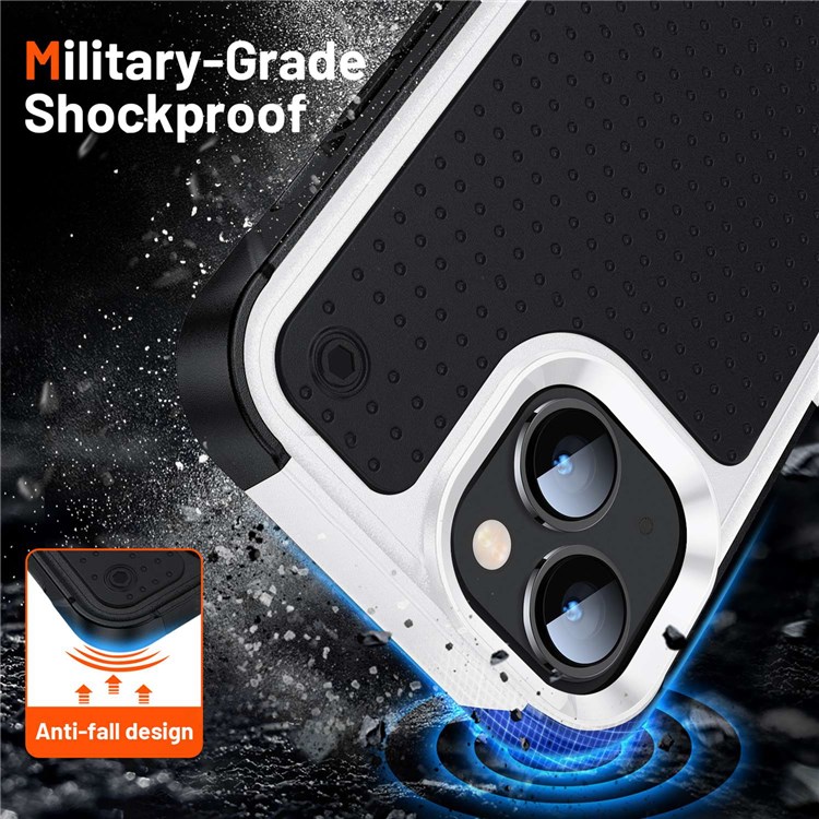 Elegant Series for iPhone 14 Pro Max 6.7 inch TPU+PC Mobile Phone Case Shock-proof Anti-fingerprint Back Cover - White / Black-2