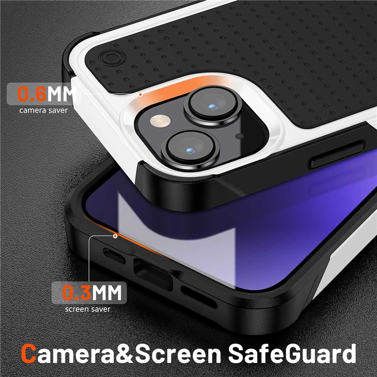 Elegant Series for iPhone 14 Pro Max 6.7 inch TPU+PC Mobile Phone Case Shock-proof Anti-fingerprint Back Cover - White / Black-3