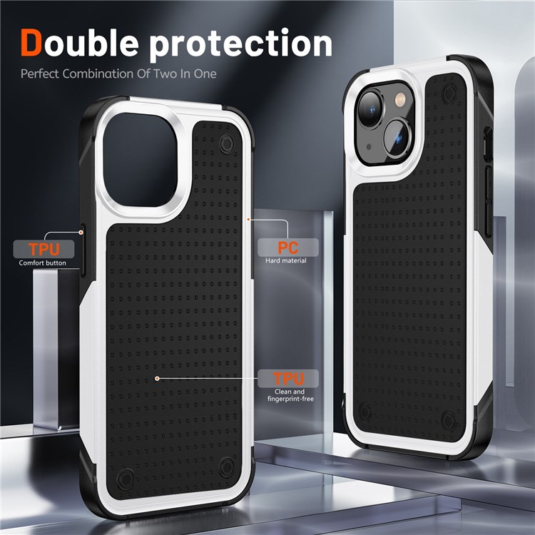 Elegant Series for iPhone 14 Pro Max 6.7 inch TPU+PC Mobile Phone Case Shock-proof Anti-fingerprint Back Cover - White / Black-4