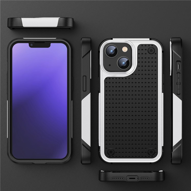 Elegant Series for iPhone 14 Pro Max 6.7 inch TPU+PC Mobile Phone Case Shock-proof Anti-fingerprint Back Cover - White / Black-8