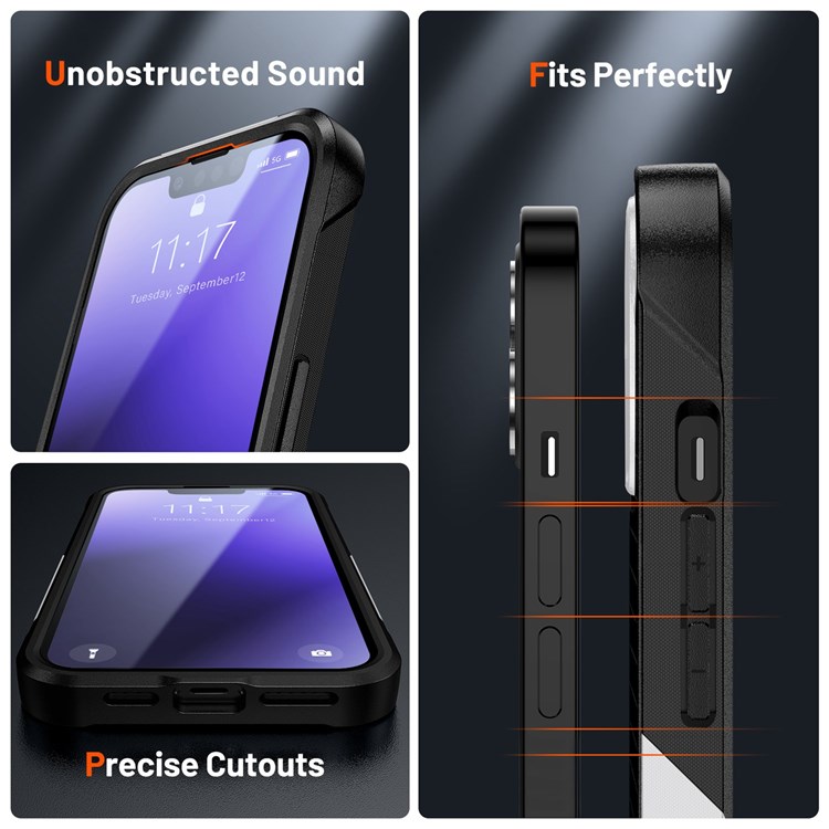 Elegant Series for iPhone 14 6.1 inch TPU+PC Phone Back Case Anti-drop Anti-scratch Cover - White / Black-5