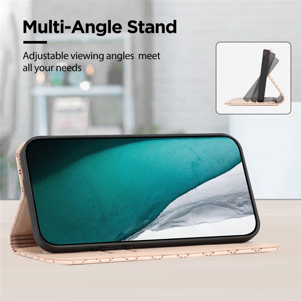 For Samsung Galaxy A13 5G / M13 5G / F13 5G RFID Blocking Phone Case, Magnetic Auto-absorbed Litchi Texture PU Leather Rhombus Imprinted Cellphone Cover with Adjustable Stand Wallet - Yellow-7