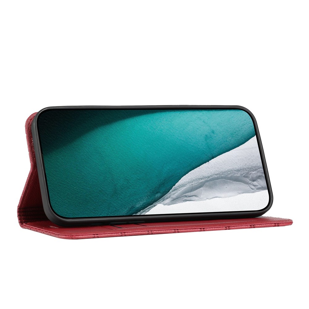 For Samsung Galaxy S21 5G / S21 4G / S30 5G RFID Blocking PU Leather Full-protection Cover Rhombus Embossing Litchi Texture Flip Stand Wallet Phone Case - Red-4