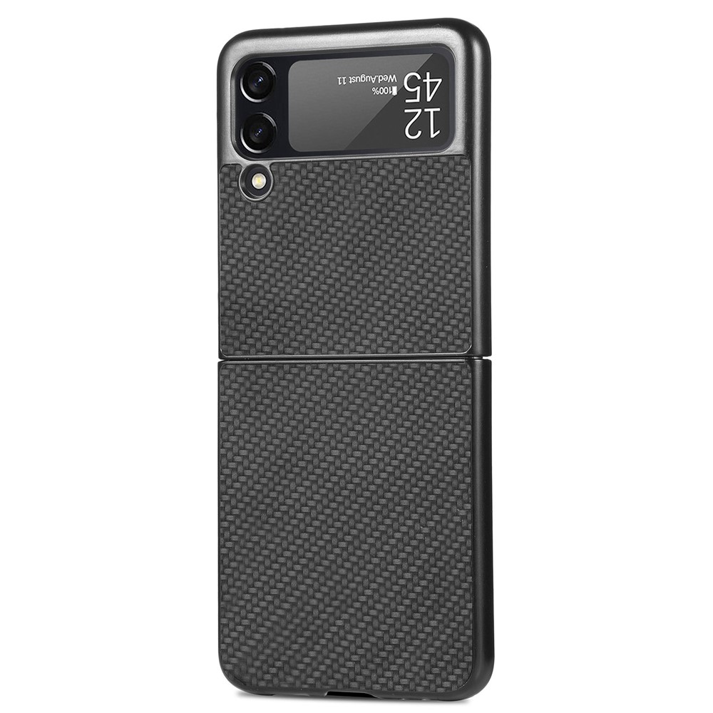 For Samsung Galaxy Z Flip4 5G Carbon Fiber Texture Leather Coated PC Anti-fingerprint Anti-drop Phone Case - Black-2