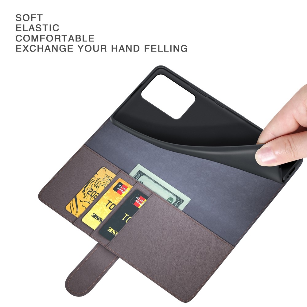 For OnePlus Nord CE 2 Lite 5G Genuine Split Leather Phone Case Magnetic Clasp Wallet Stand Protective Cover - Black-4