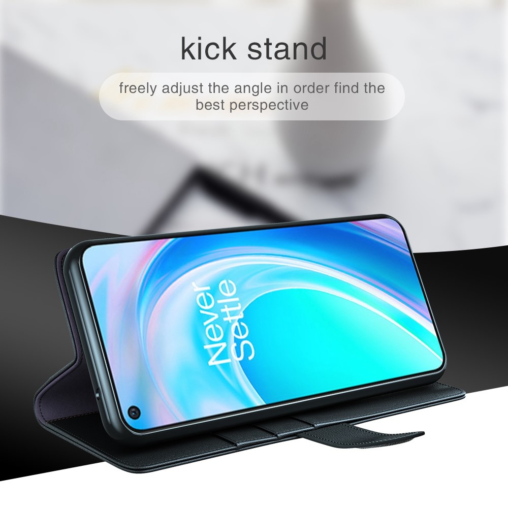 For OnePlus Nord CE 2 Lite 5G Genuine Split Leather Phone Case Magnetic Clasp Wallet Stand Protective Cover - Black-5