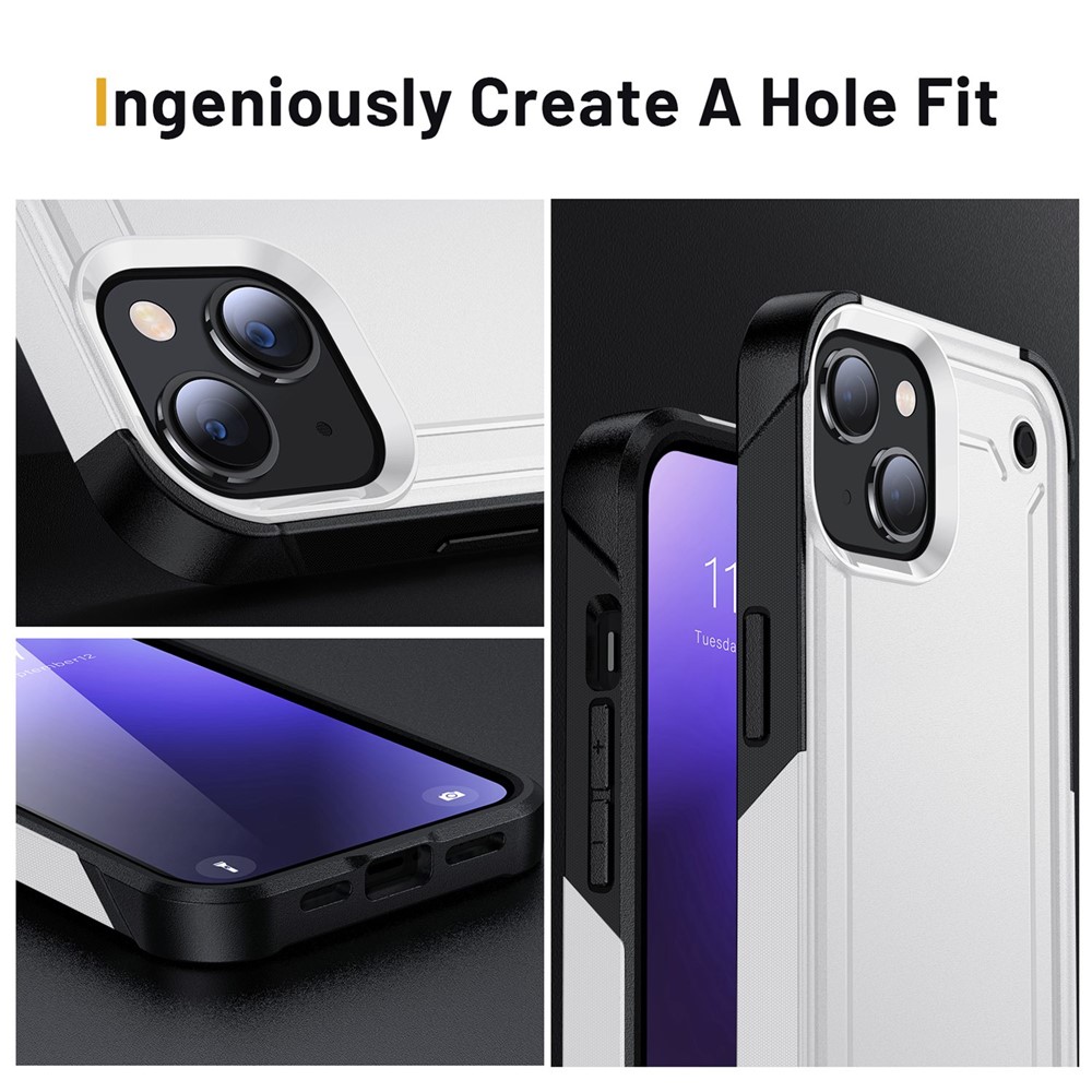 For iPhone 14 Pro 6.1 inch Military Grade Anti-drop Shockproof Cover PC+TPU Protective Phone Case - White / Black-5