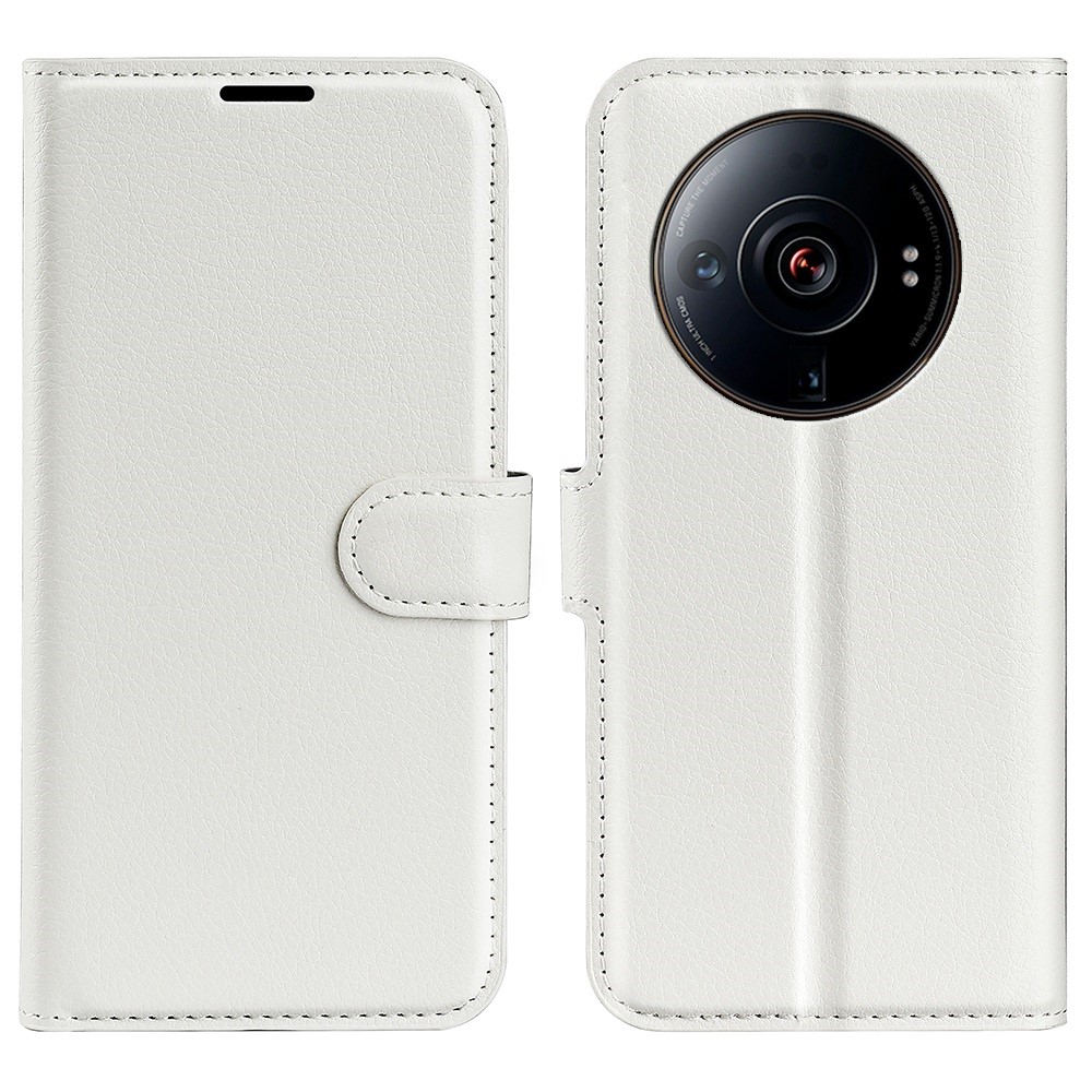 Stand Wallet Leather Phone Case for Xiaomi 12 Ultra, Litchi Texture Folio Flip Anti-scratch Protective Cover - White-1