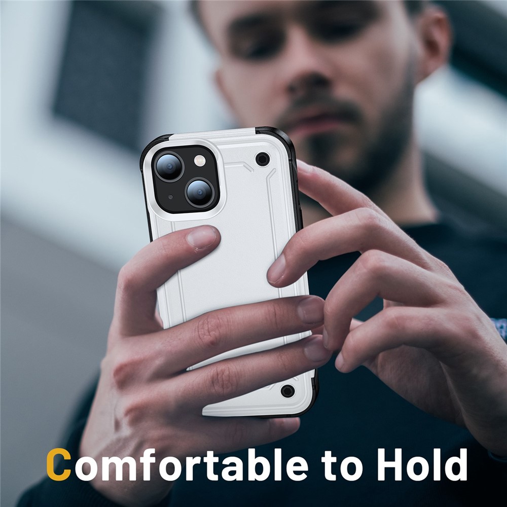 For iPhone 14 Pro Max 6.7 inch Military Grade Anti-fall Cover PC+TPU Anti-fingerprint Cell Phone Case Protector - White / Black-6