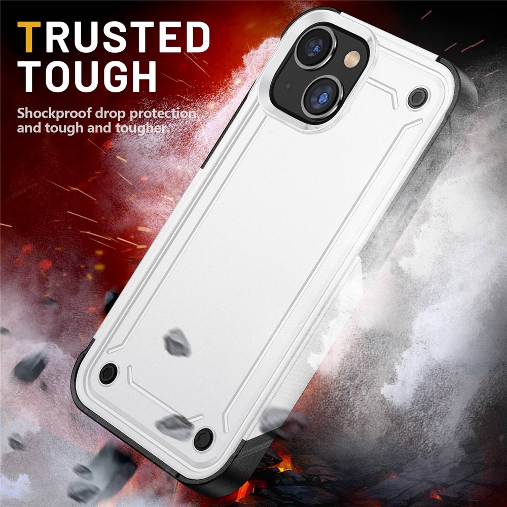 For iPhone 14 Max 6.7 inch Military Grade Anti-drop Anti-scratch Anti-fingerprint Cover PC+TPU Protective Phone Case - White / Black-2