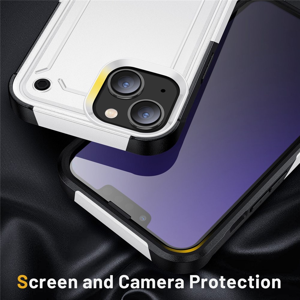 For iPhone 14 Max 6.7 inch Military Grade Anti-drop Anti-scratch Anti-fingerprint Cover PC+TPU Protective Phone Case - White / Black-3