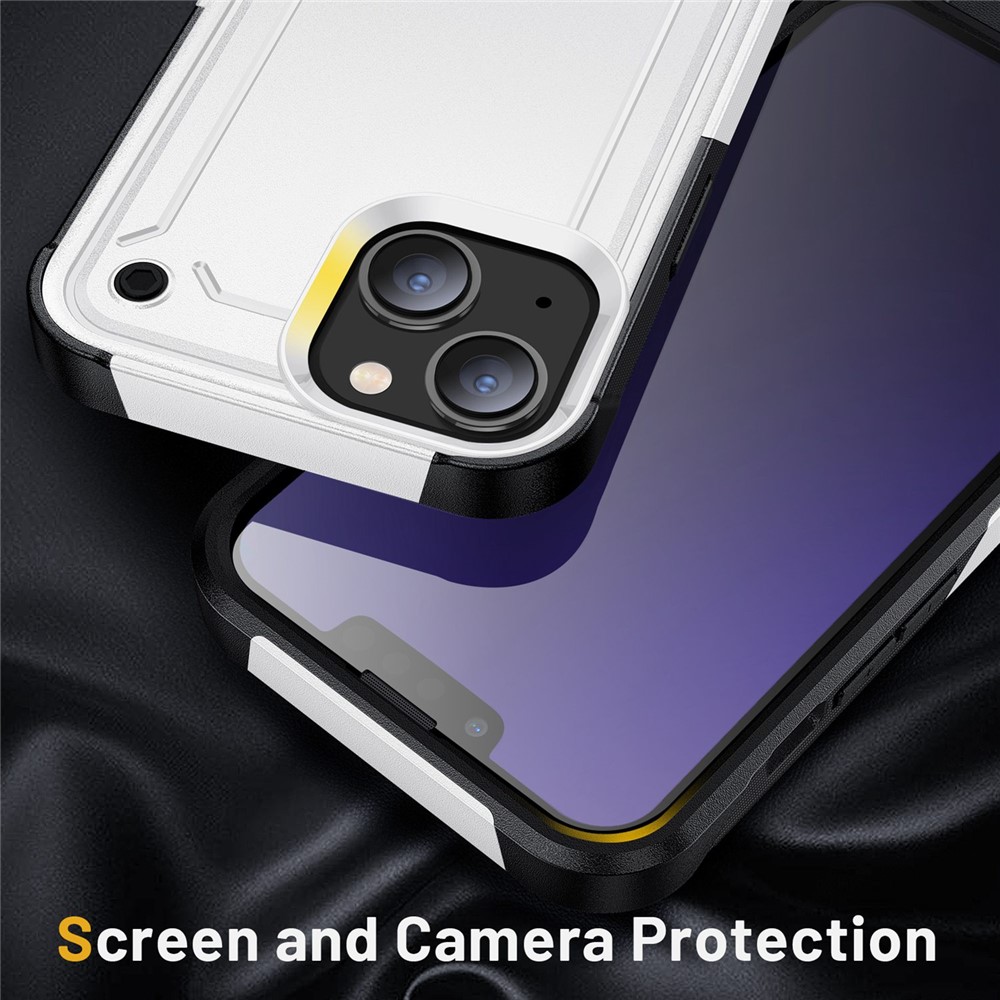 Per Iphone 14 Max da 6,7 ​​pollici di Grado Militare Anti-drop Anti-fingerprint Cover PC+TPU Protettivo Telefono - Bianca / Nero