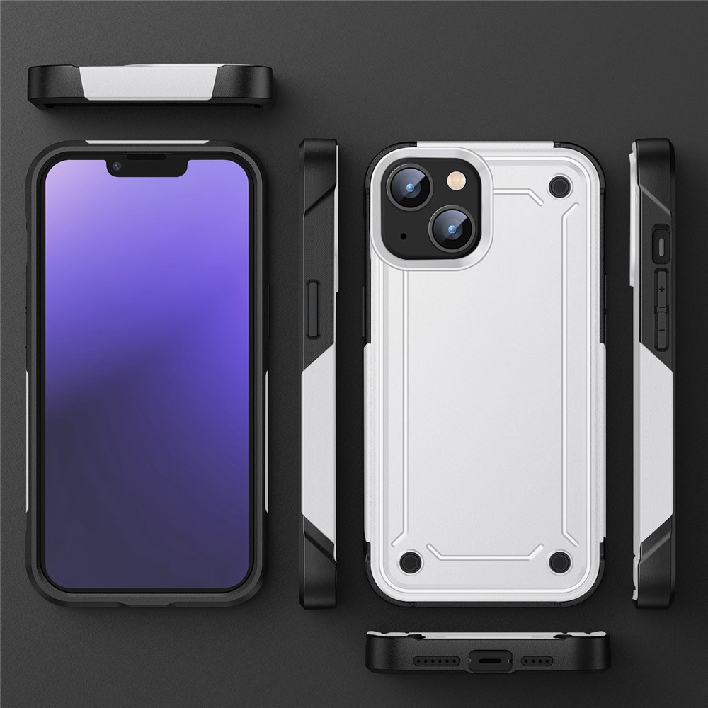 Pour Iphone 14 Max 6,7 Pouces de Qualité Militaire de Qualité Militaire Anti-dédale Anti-cratch Anti-doigt Couverture pc + Tpu Protecteur de Protection - Blanche / le Noir