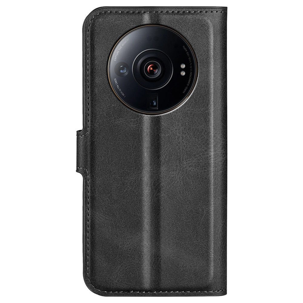 Textured PU Leather Case for Xiaomi 12 Ultra, Square Magnetic Clasp Full Protection Wallet Stand Phone Cover - Black-6