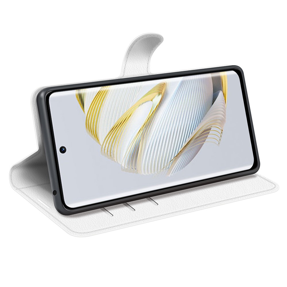 Foldable Stand Phone Case for Huawei nova 10 Pro 4G, Litchi Texture Wallet PU Leather Inner TPU Folio Flip Cover - White-3