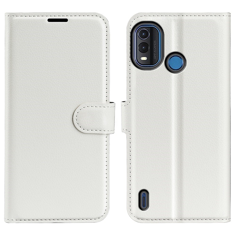 Litchi Texture Wallet Phone Case for Nokia G11 Plus 4G, Viewing Stand PU Leather Drop-proof Folio Flip Cover - White-1