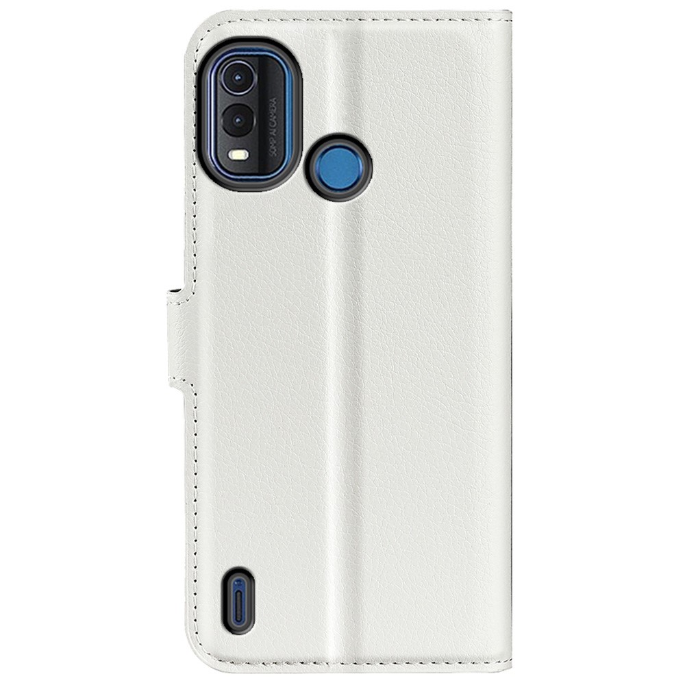 Litchi Texture Wallet Phone Case for Nokia G11 Plus 4G, Viewing Stand PU Leather Drop-proof Folio Flip Cover - White-6