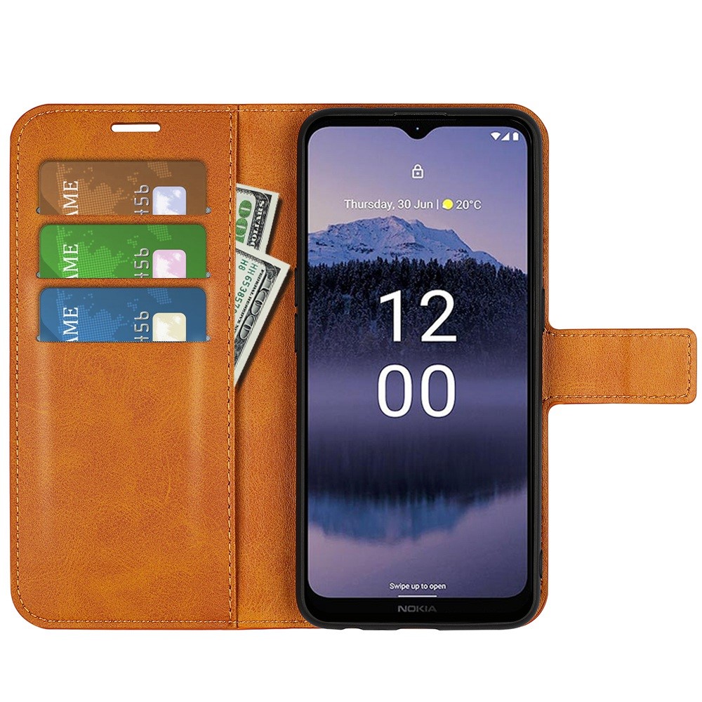 Wallet Stand Phone Case for Nokia G11 Plus 4G, Square Magnetic Clasp Textured PU Leather Anti-drop Protective Cover - Yellow-2