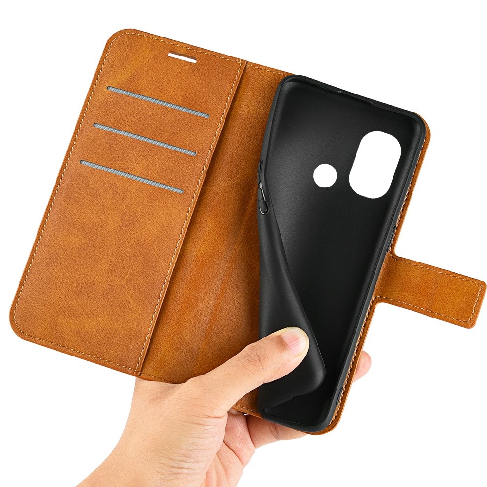 Wallet Stand Phone Case for Nokia G11 Plus 4G, Square Magnetic Clasp Textured PU Leather Anti-drop Protective Cover - Yellow-4