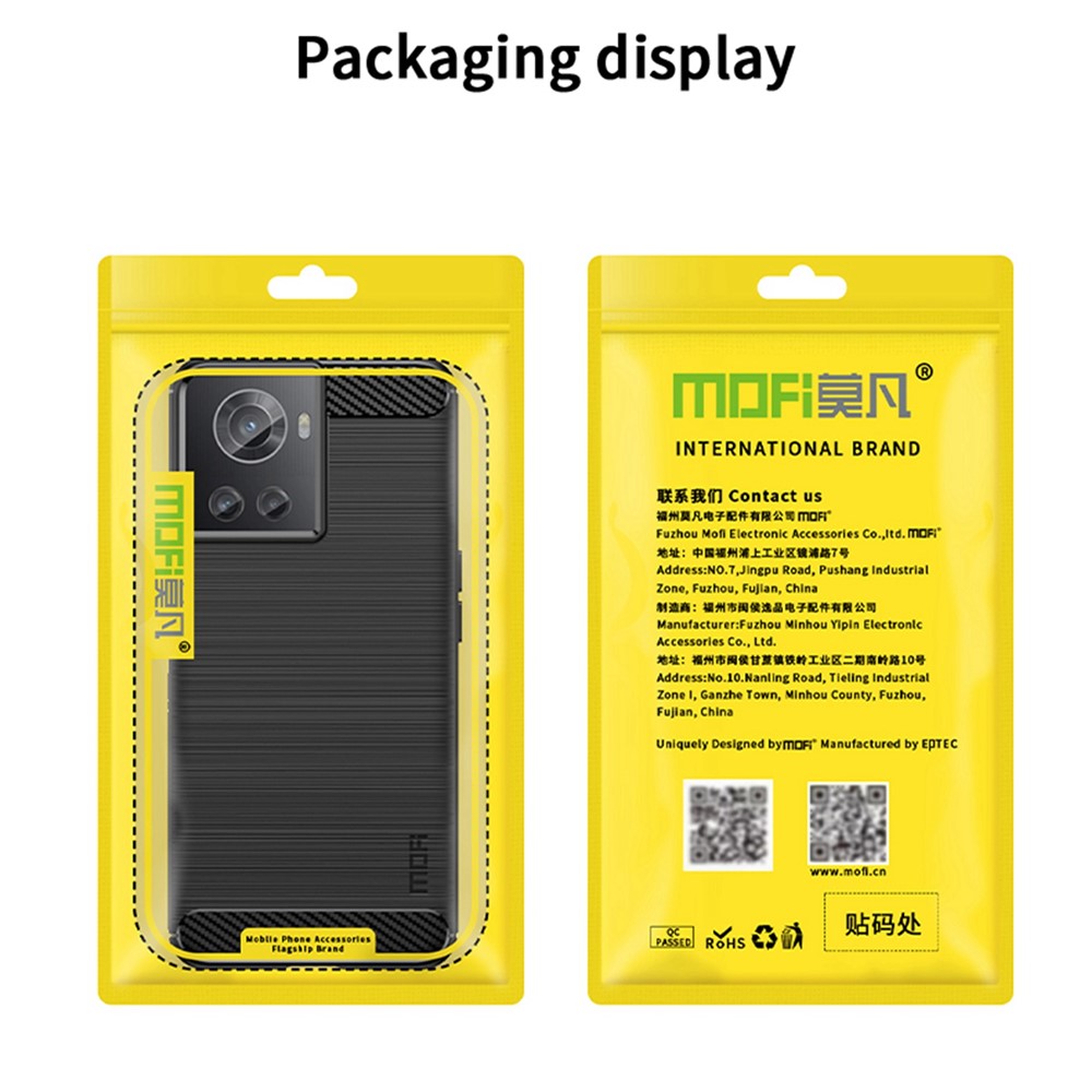 MOFI JK TPU Series-1 for OnePlus Ace 5G / 10R 5G Carbon Fiber Texture Anti-Fingerprint Case Soft TPU Brushed Surface Protective Cover - Black-10