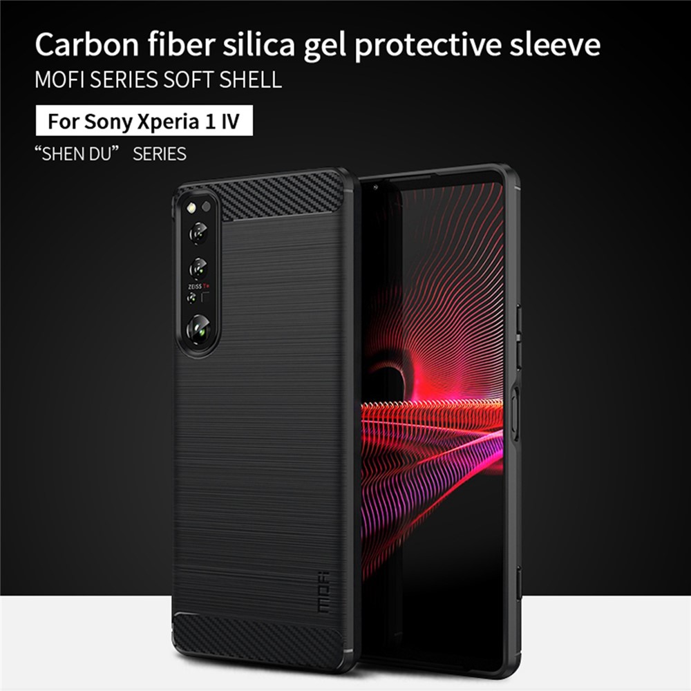 MOFI JK TPU Series-1 for Sony Xperia 1 IV 5G Anti-Scratch Carbon Fiber Texture Case Brushed Surface Soft TPU Back Cover - Black-3