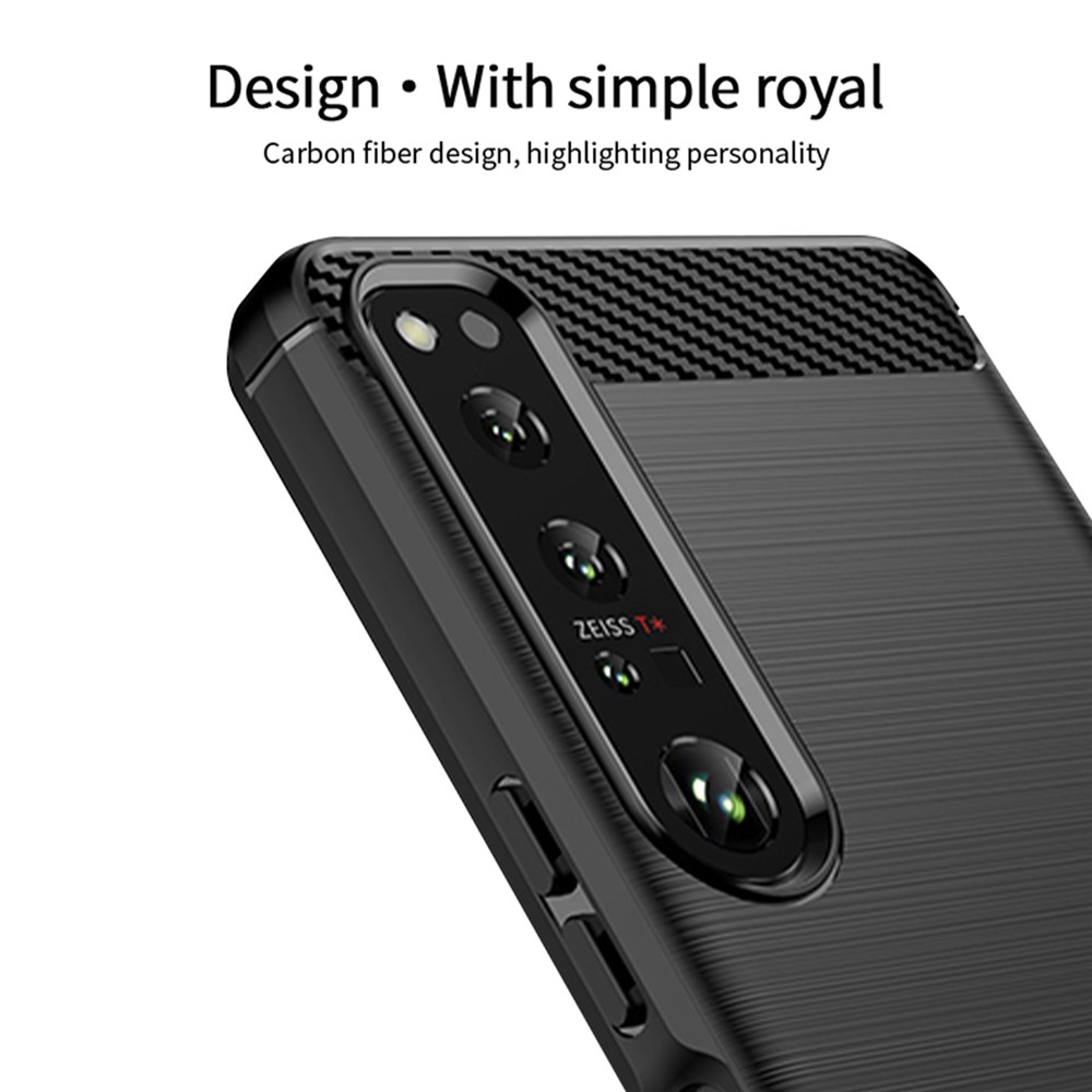 MOFI JK TPU Series-1 for Sony Xperia 1 IV 5G Anti-Scratch Carbon Fiber Texture Case Brushed Surface Soft TPU Back Cover - Black-5