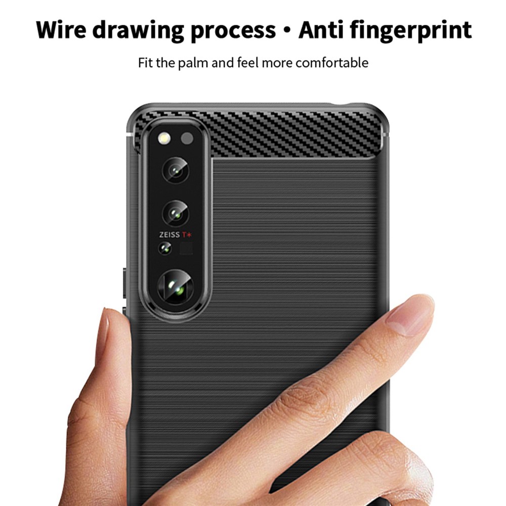 MOFI JK TPU Series-1 for Sony Xperia 1 IV 5G Anti-Scratch Carbon Fiber Texture Case Brushed Surface Soft TPU Back Cover - Black-8