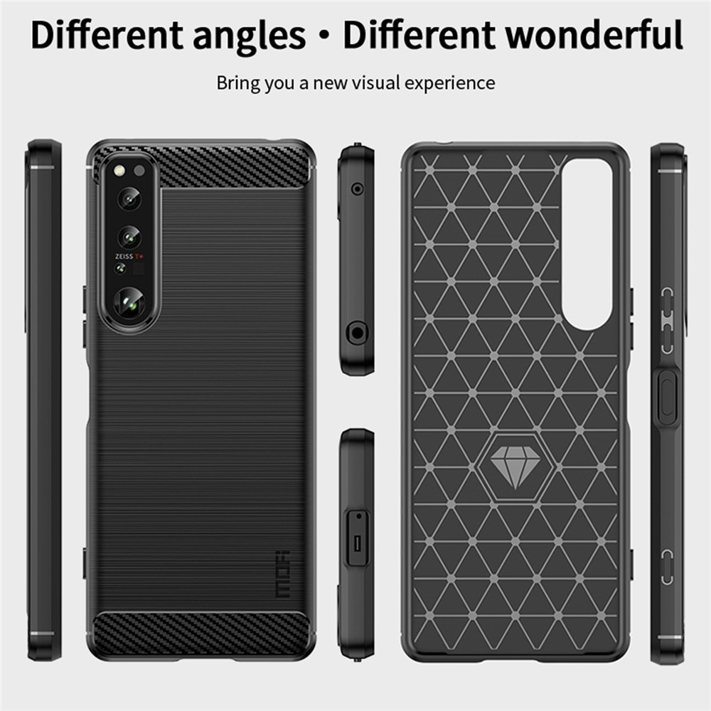 MOFI JK TPU Series-1 for Sony Xperia 1 IV 5G Anti-Scratch Carbon Fiber Texture Case Brushed Surface Soft TPU Back Cover - Black-9