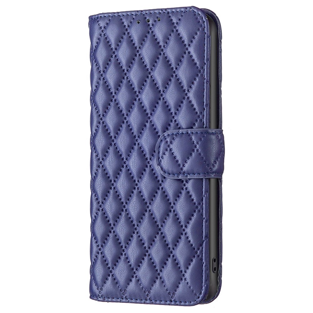 BINFEN COLOR Stand Wallet Leather Case for Realme 9 Pro+ 5G, BF Style-14 Imprinted Rhombus Pattern Matte Phone Cover - Blue-7