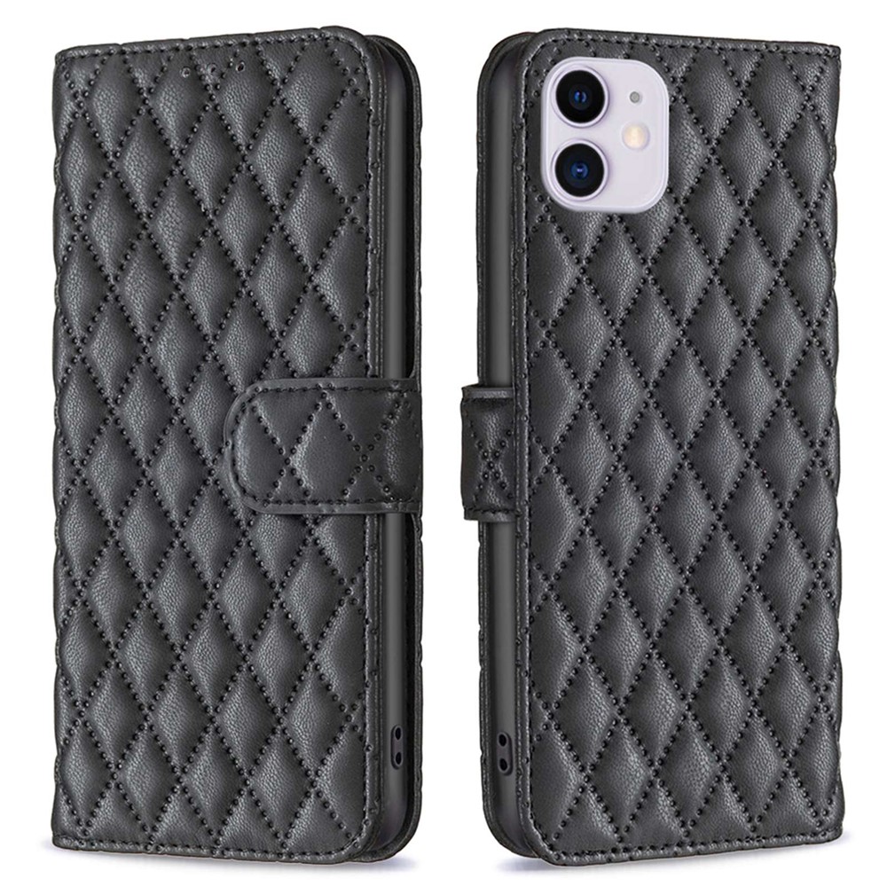 BINFEN COLOR BF Style-14 for iPhone 11 6.1 inch Anti-drop Phone Cover Adjustable Stand Matte Leather Wallet Case with Magnetic Clasp - Black