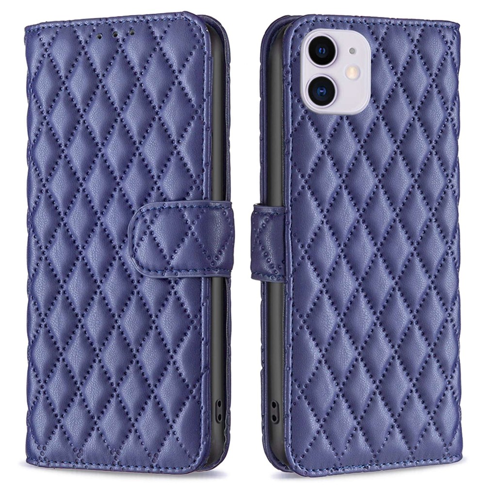 BINFEN COLOR BF Style-14 for iPhone 11 6.1 inch Anti-drop Phone Cover Adjustable Stand Matte Leather Wallet Case with Magnetic Clasp - Blue