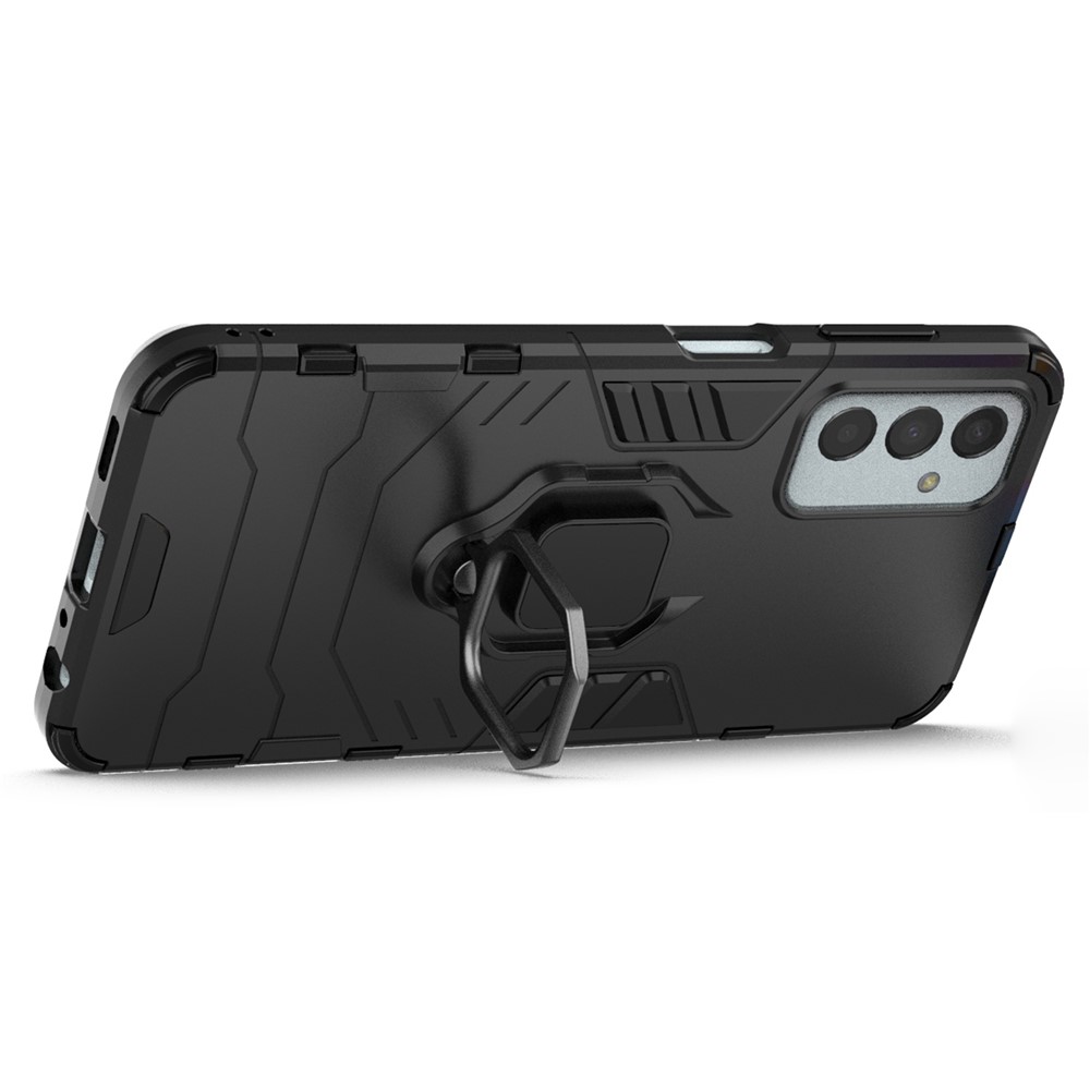 For Samsung Galaxy M13 4G Ring Holder Kickstand Hybrid PC + TPU Cover Shockproof Smart Phone Protective Case - Black-2