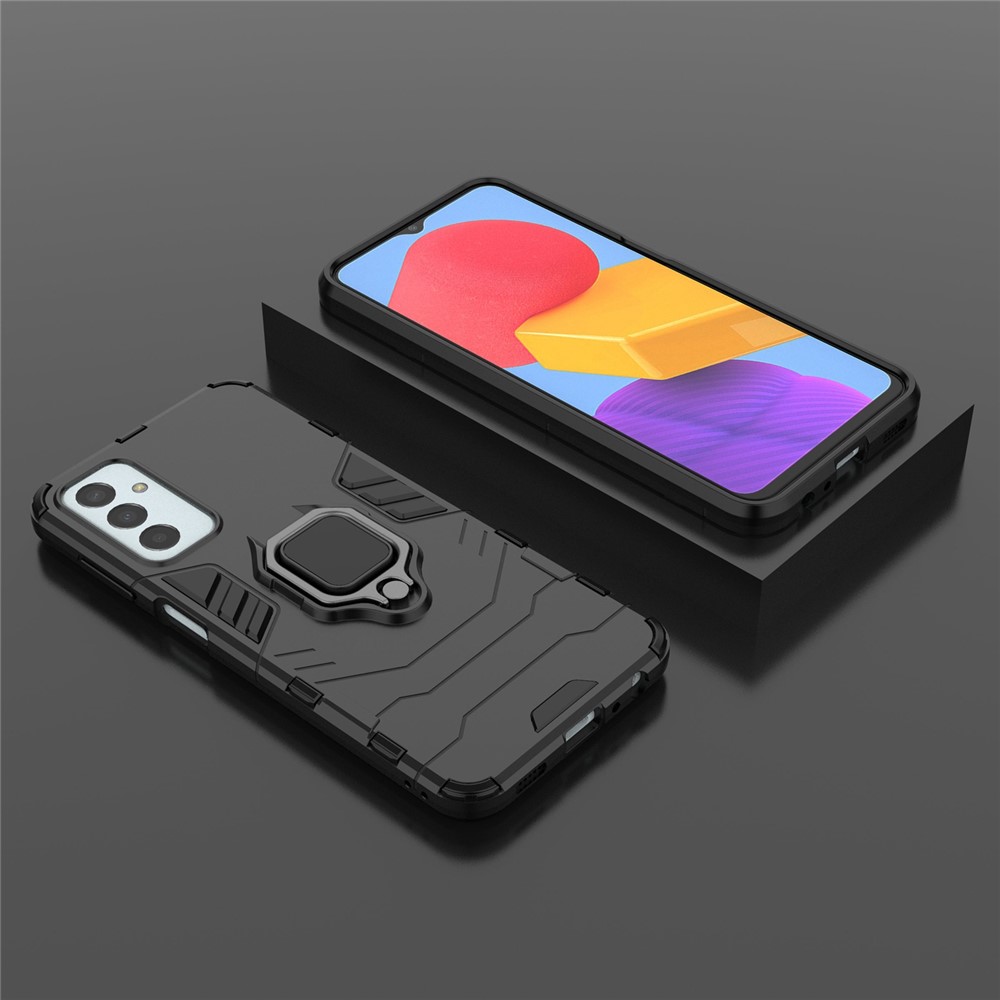For Samsung Galaxy M13 4G Ring Holder Kickstand Hybrid PC + TPU Cover Shockproof Smart Phone Protective Case - Black-5